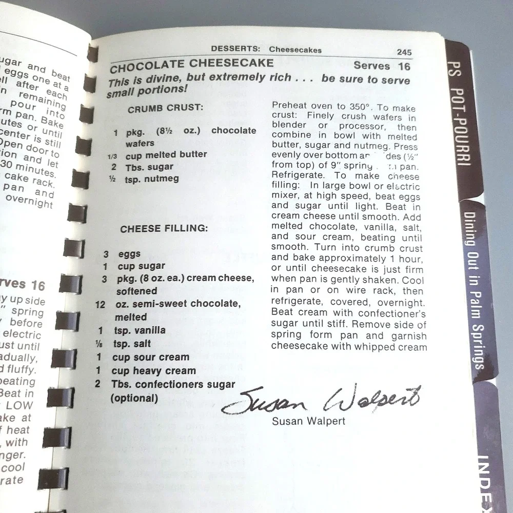 Vintage 1982 Spiral A Taste of Palm Springs Cookbook CA Desert Celebrities Post